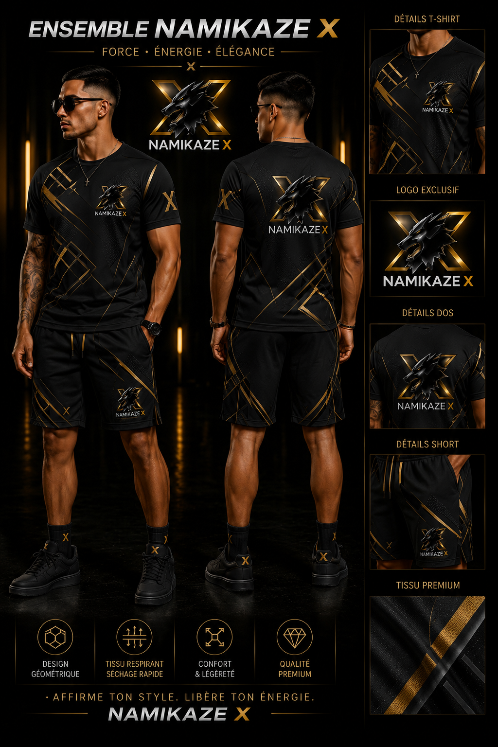 NAMIKAZEX ENSEMBLE NOIR T-SHIRT + SHORT VIP