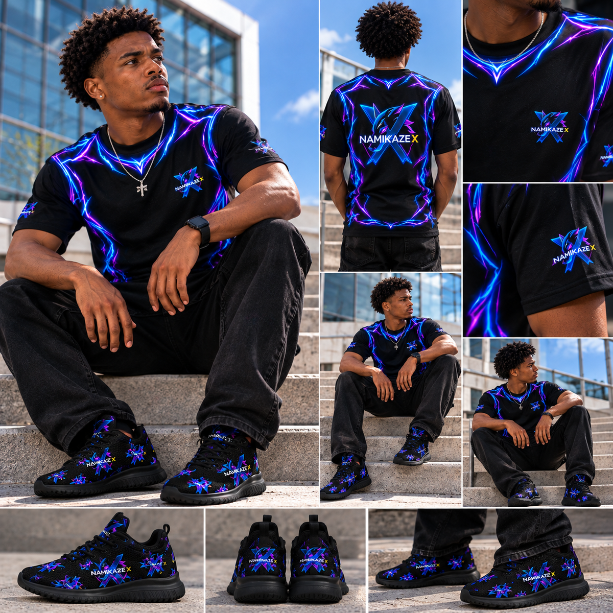 NAMIKAZEX : T-SHIRT NÉONE LINER CYBERPUNK X