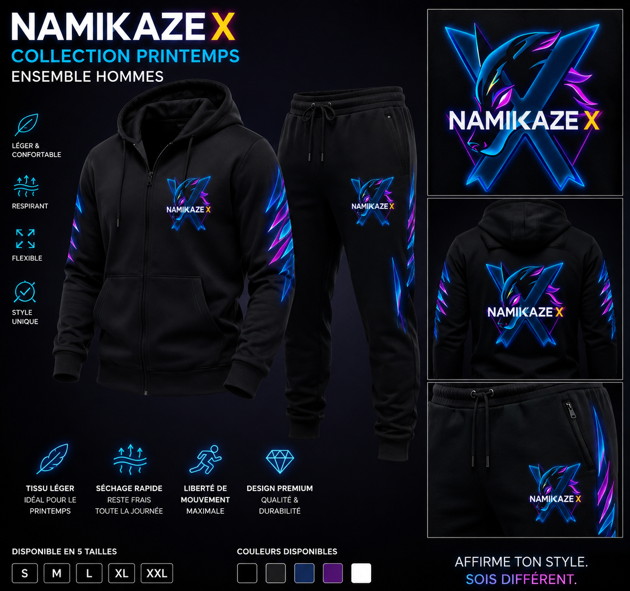 NAMIKAZEX ENSEMBLE SWEAT ET JOGGING X PRINTEMPS CYBERPUNKS