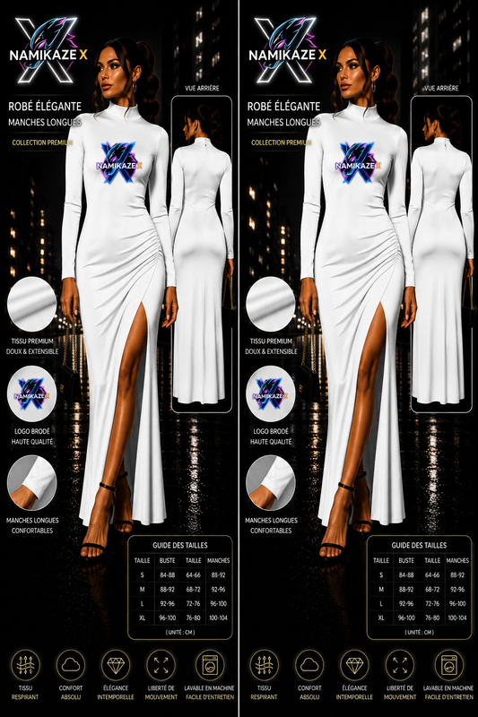 NAMIKAZEX ROBE BLANCHE FEMMES ÉLÉGANTE MANCHES LANGUE X