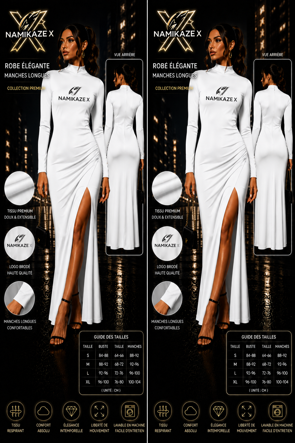 NAMIKAZEX ROBE BLANC ÉLÉGANTE LONGUE MANCHE LONGUE ÉDITION LIMITÉE VIP