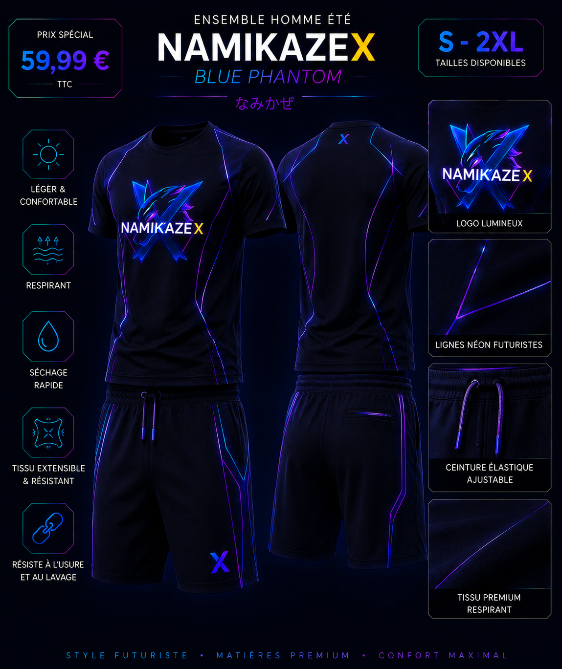 NAMIKAZEX : ENSEMBLE HOMMES BLUE  PHANTOM X