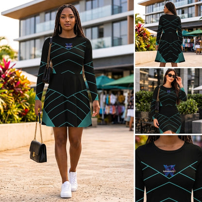 NAMIKAZEX : ROBE LONGUE MANCHE LONGUE NÉON CIRCUITS X