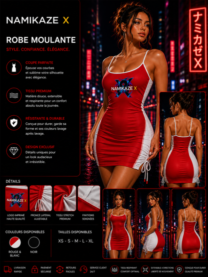 NAMIKAZEX : ROBE ROUGE ET BLANC MOULANTE X