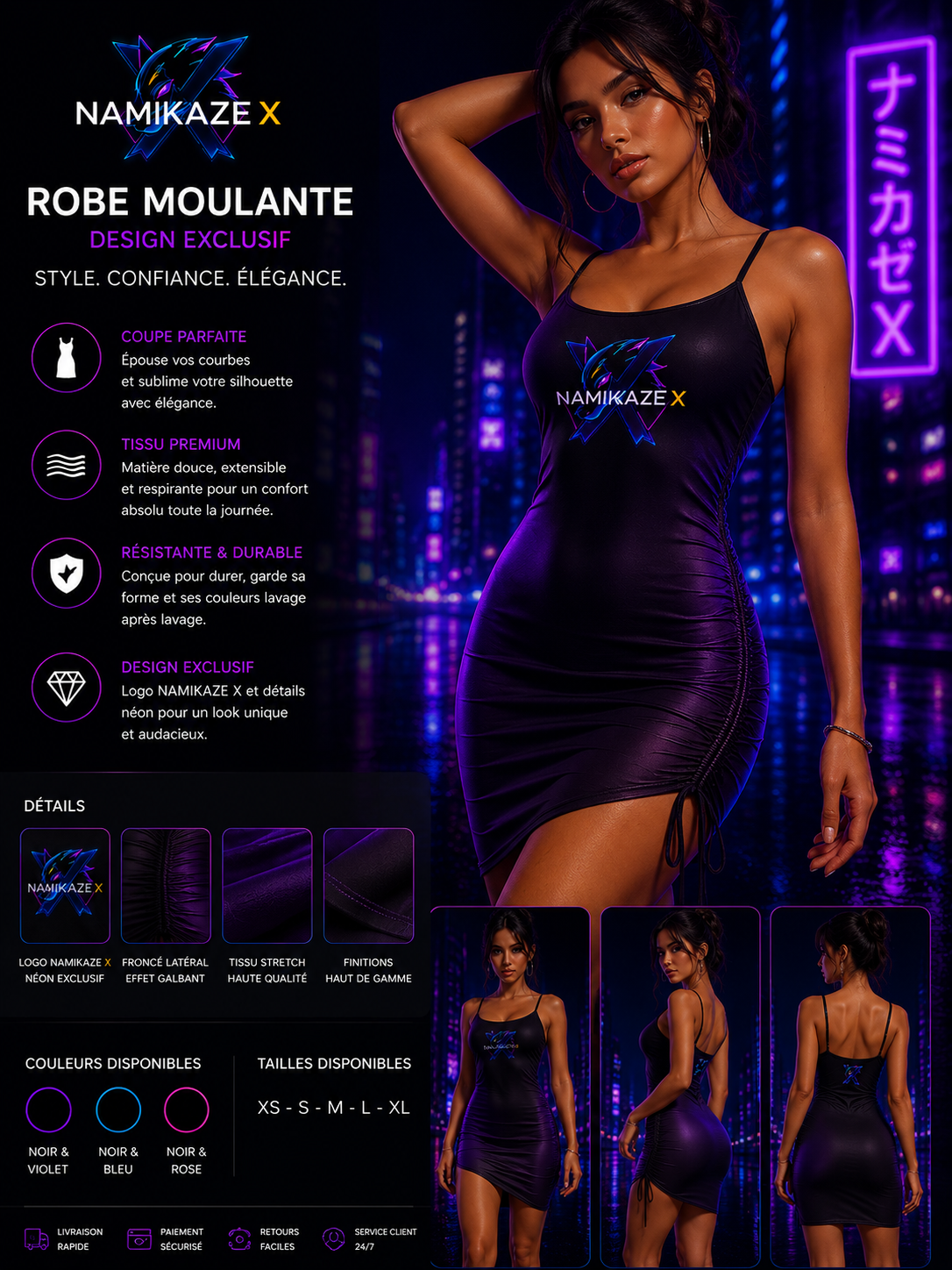 NAMIKAZEX ROBE MOULANTE VIOLETTE X