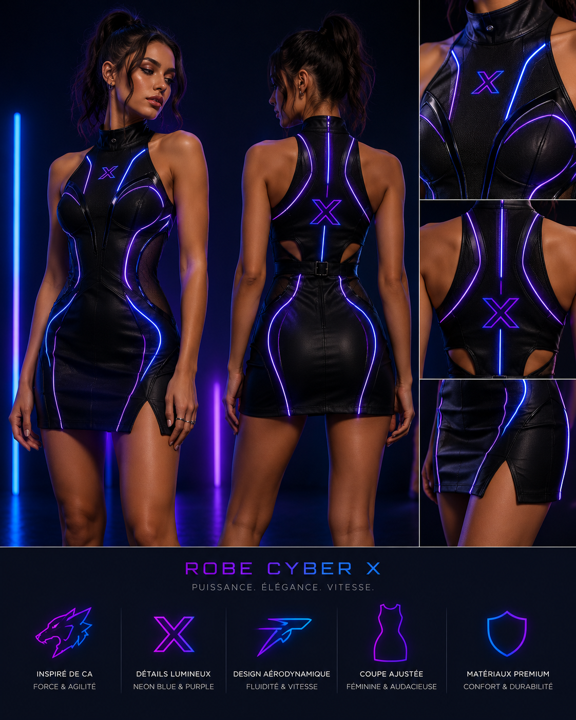 NAMIKAZEX ROBE COURTE NÉON LINER X CYBERPUNK