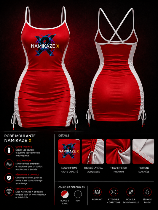 NAMIKAZEX : ROBE ROUGE ET BLANC MOULANTE X