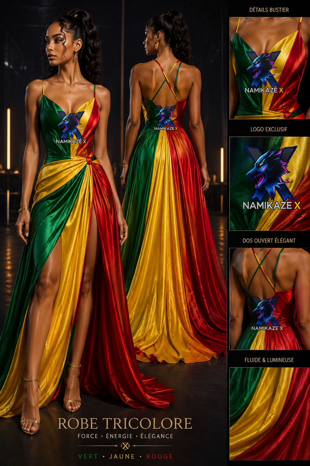 NAMIKAZEX ROBE LONGUE TRICOLORE X