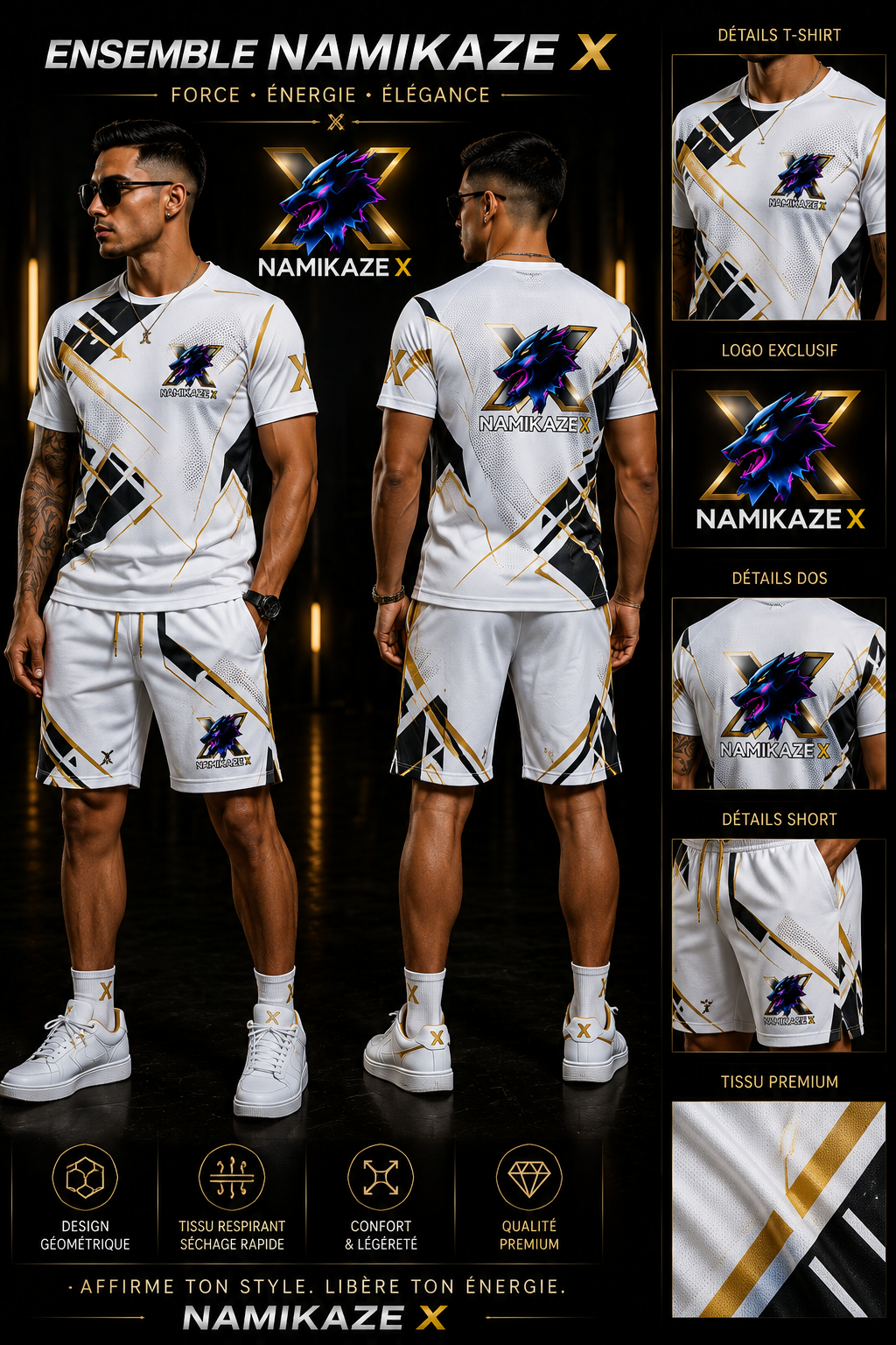 NAMIKAZEX ENSEMBLE T-SHIRT ET SHORT BLANC XX