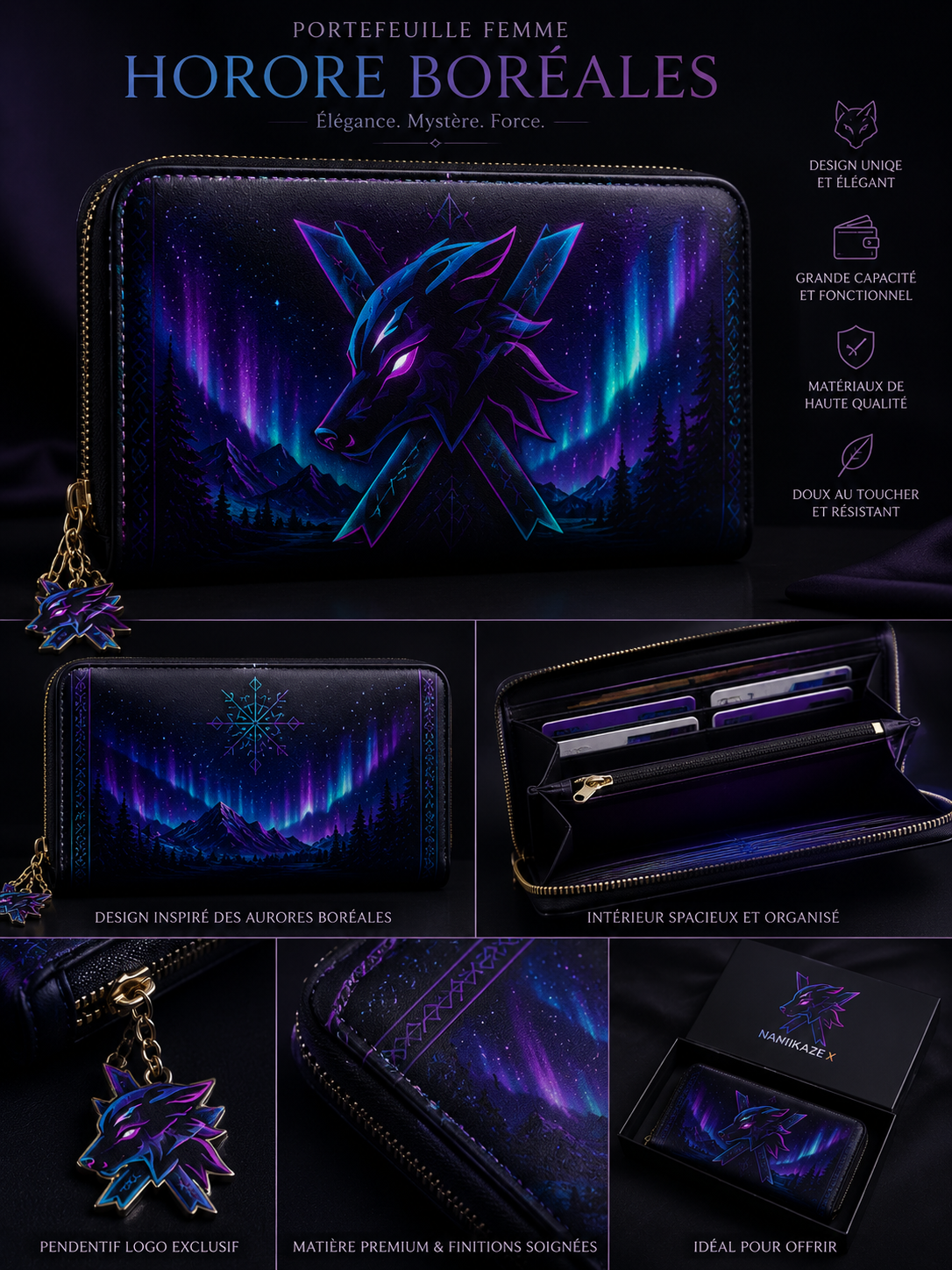 NAMIKAZEX Porte feuille femmes X horore boréales
