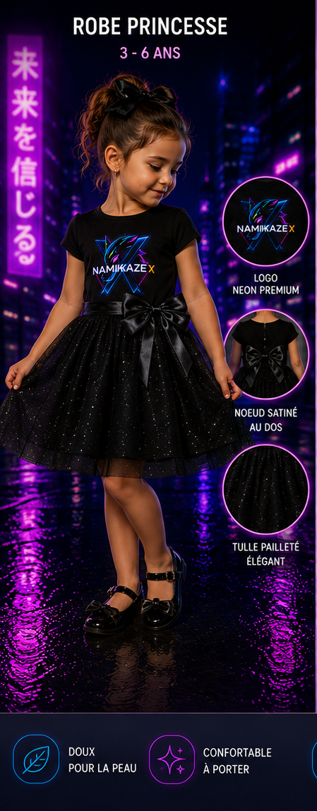 NAMIKAZEX ENSEMBLE FILLES 3-6 ANS ROBE PRINCESSE